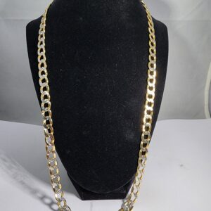 9MM Cuban Two Toned Chain Necklace In 10KT Gold 26″