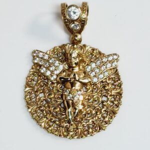 10kt Yellow Gold Angel Pendant Accented with Cubic Zirconia