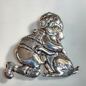 Mary Engelbreit Sterling Silver Boy With Dog Brooch Pin