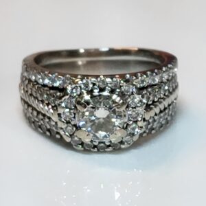 14KT 2 Piece Diamond Bridal Wedding Ring Set Size 5 1/2