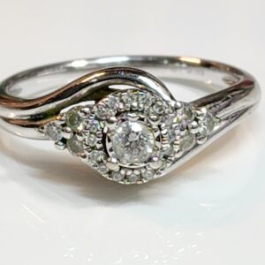 10KT White Gold Engagement Diamond Halo Ring Size 7
