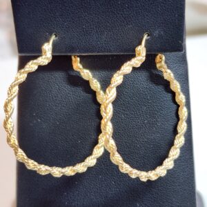 14KT Yellow Gold Rope Style Hoop Earrings