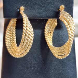 14KT Yellow Gold Multi Rope Style Hoop Earrings
