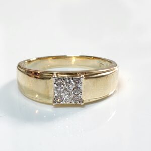 9KT Yellow Gold Diamond Mens Ring Size 12.5