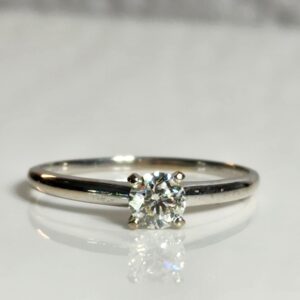 14kt White Gold solitaire Diamond Engagement Ring Size 10.5