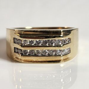 10kt Yellow Gold Diamond Mens Ring Size 10