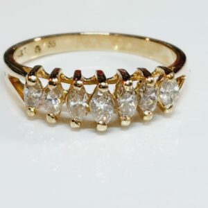 14KT Yellow Gold 7 Marquise Diamond Ring Size 7