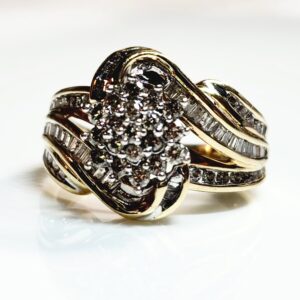 10K Yellow Gold Diamond Cluster Ring Size 7