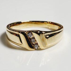 14K Yellow Gold Mens Diamond Ring Size 9.5