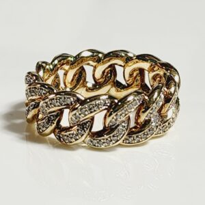 10KT Yellow Gold Mens Pave Diamond Ring Size 10