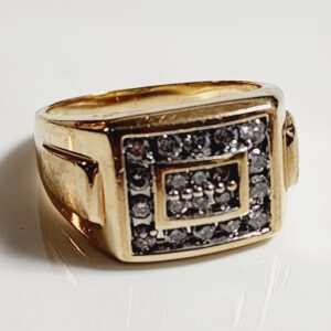 14KT Yellow Gold Mens Diamond Cluster Ring Size 12