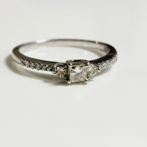 14KT White Gold Princess Cut Diamond Engagement Ring Size 10