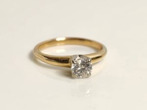 10KY Yellow Gold Solitaire Diamond Engagement Ring .36ctw Size 5