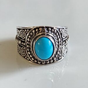 Sterling Silver Turquoise Boho Ring Size 8