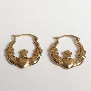 14KT Yellow Gold Claddagh Hoops Earrings
