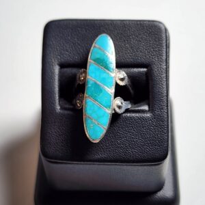 Sterling Silver Turquoise Inlay Ring Size 6