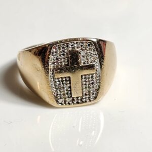 Sterling Silver Goldtone Diamond Cross Ring Size 10