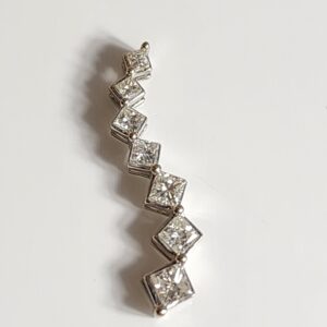 14KT White Gold Princess Cut 7 Diamond Pendant