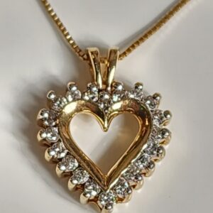 20″ 14KT Yellow Gold Heart Shape Diamond Necklace