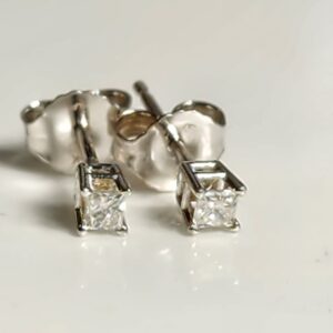 10KT White Gold Princess Cut Diamond Earrings