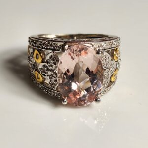 14KT Oval Morganite Accented with Diamonds Size 6