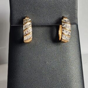 Sterling Silver Goldtone Diamond Earrings