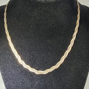 16″ Vintage Sterling Silver Braided Herringbone Chain