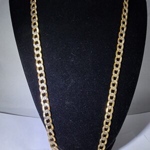 10KT Yellow Gold Diamond Cut Curb Chain