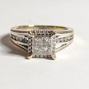 14KT White Gold Princess Cut Diamond with Diamond Accents Ring Size 6.5