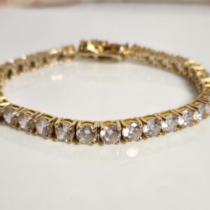 7″ Sterling Silver Gold Tone Cubic Zirconia Tennis Bracelet