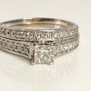 14KT White Gold Princess Cut Diamond Engagement Ring Size 10