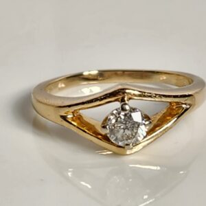 14KT Yellow Gold Diamond Solitaire Engagement Ring Size 8.5