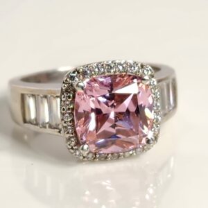 Sterling Silver Pink Cubic Zirconia Womans Ring Size 7