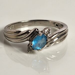 Sterling Silver Marquise Cut Blue Topaz Ring Size 7