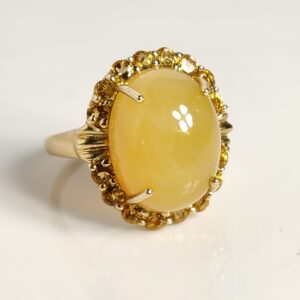 14KT Yellow Gold Yellow Jade accented with a Halo of Citrine Size 7