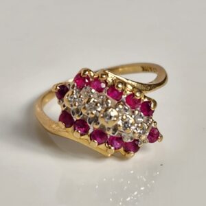 10KT Yellow Gold Ruby and Diamond Ring Size 5