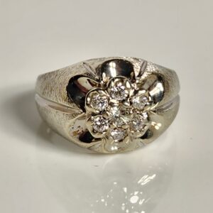 14KT White Gold Diamond Cluster Ring Size 6