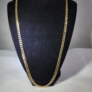 10KT Two-Toned Yellow Gold Curb Diamond Cut Chain Necklace