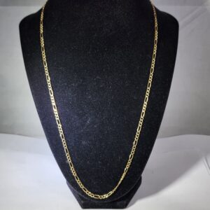 22″ 14KT Yellow gold Figaro Chain Necklace