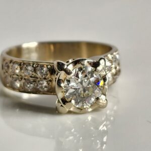14KT White Gold Mine Cut Diamond Engagement Ring Size 7