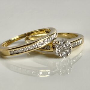 10KT Yellow Gold Diamond Wedding Set Size 6