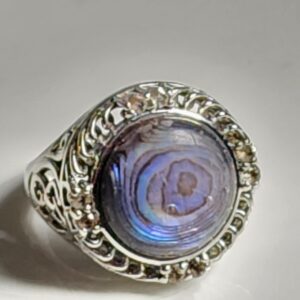Sterling Silver Abalone Shell Ring Size 7