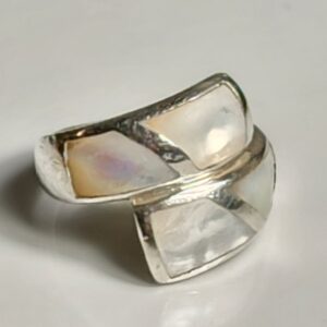 Sterling Silver Mother of Pearl Inlay Ring Size 5.5
