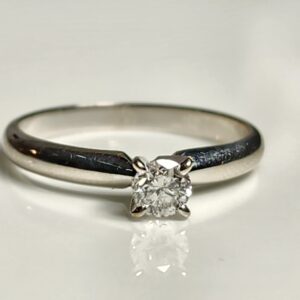 14KT White Gold Solitaire Diamond Engagement Ring Size 7