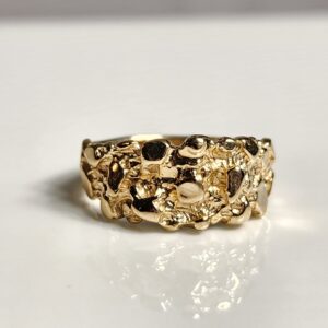14KT Yellow Gold Nugget Mens Ring Size 9