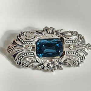 Sterling Silver Blue Topaz Brooch Pin