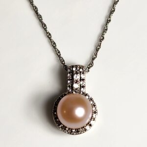 18″ Sterling Silver Pearl accented with Cubic Zirconia Necklace