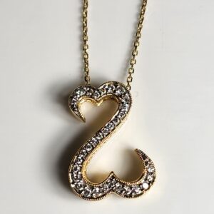 18″ 14KT Yellow Gold Open Heart Diamond Necklace