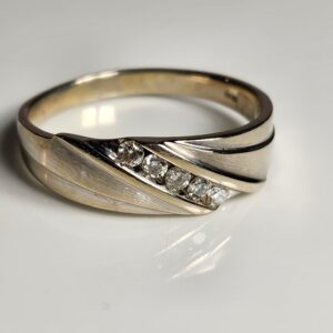 10KT White Gold Diamond Mens Ring Size 13
