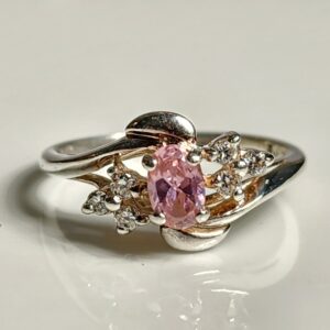 Sterling silver Pink Cubic Zirconia Ring Size 8
